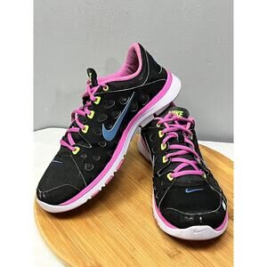 Nike Flex Supreme TR‎ Running Shoes Women 10- 537509-046 Mesh Low Top Black Pink